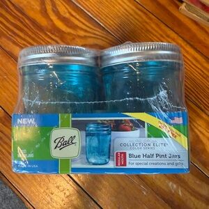 Collection Elite Ball Blue Half Pint Mason Jars - Set of 4